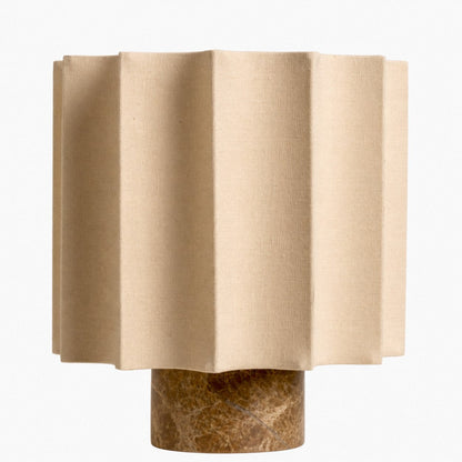 Cavilon Table Lamp with Fan-Shaped Linen Shade - Stone Finishes Suitable for Living Rooms