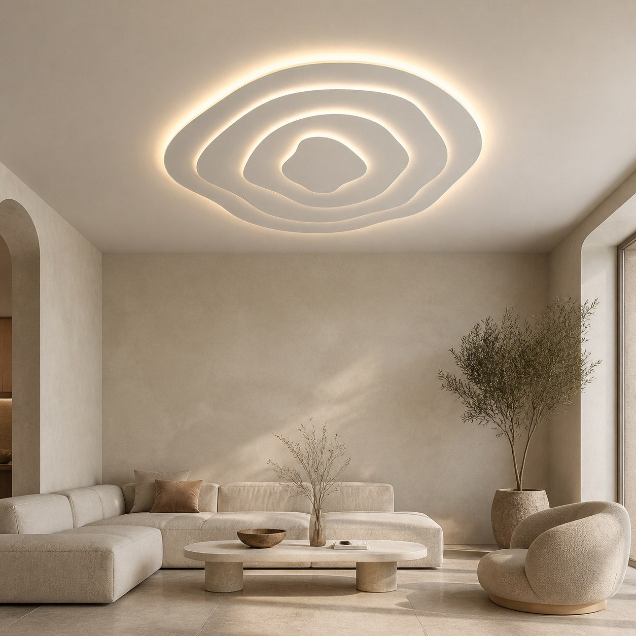 Aeris Mimir Wellenförmige Acryl-Deckenleuchte, moderne minimalistische Aufbauleuchte für Wohnzimmer und Schlafzimmer