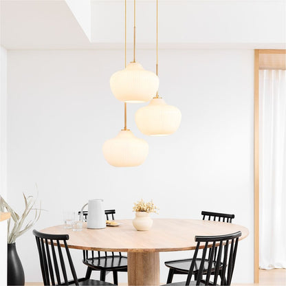 Rivrona Ribbed Glass 3-Light Chandelier - Sculptural Modern Lighting for Home