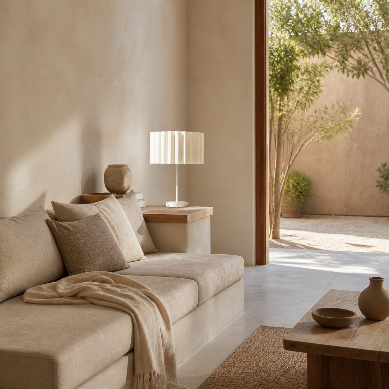 Velura Table Lamp - Beige Linen Shade in Light Beige