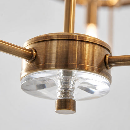Beveline 3 Light Round Semi Flush - Faceted Cut Glass Shade Metal Finish for Hallways and Bedrooms