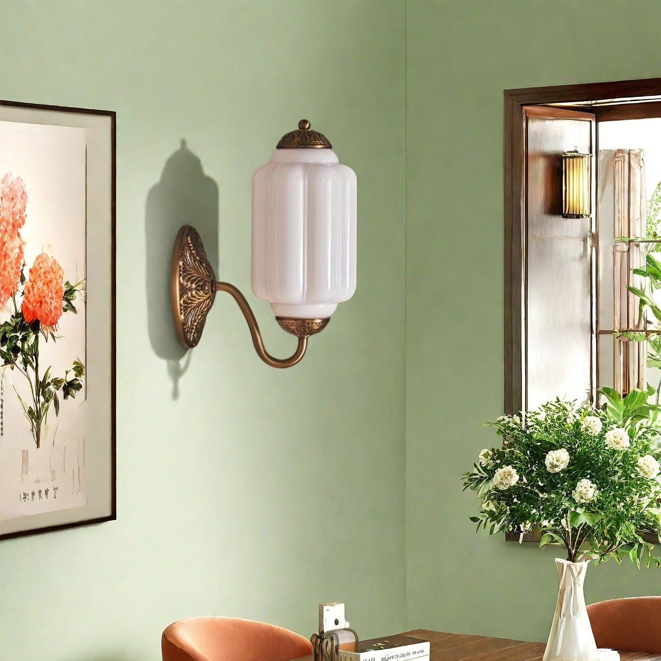 Eloise Glas Wandleuchte - Vintage Wandleuchte Milchglas