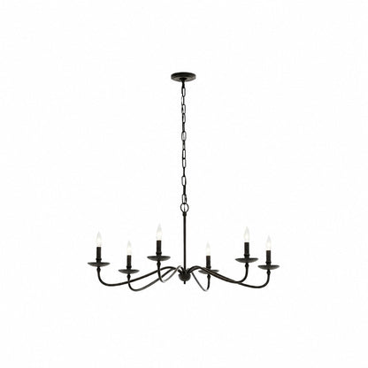 Reticula Open Iron Frame Chandelier - Indoor and Outdoor Hanging Light for Dining Room Living Room Entry