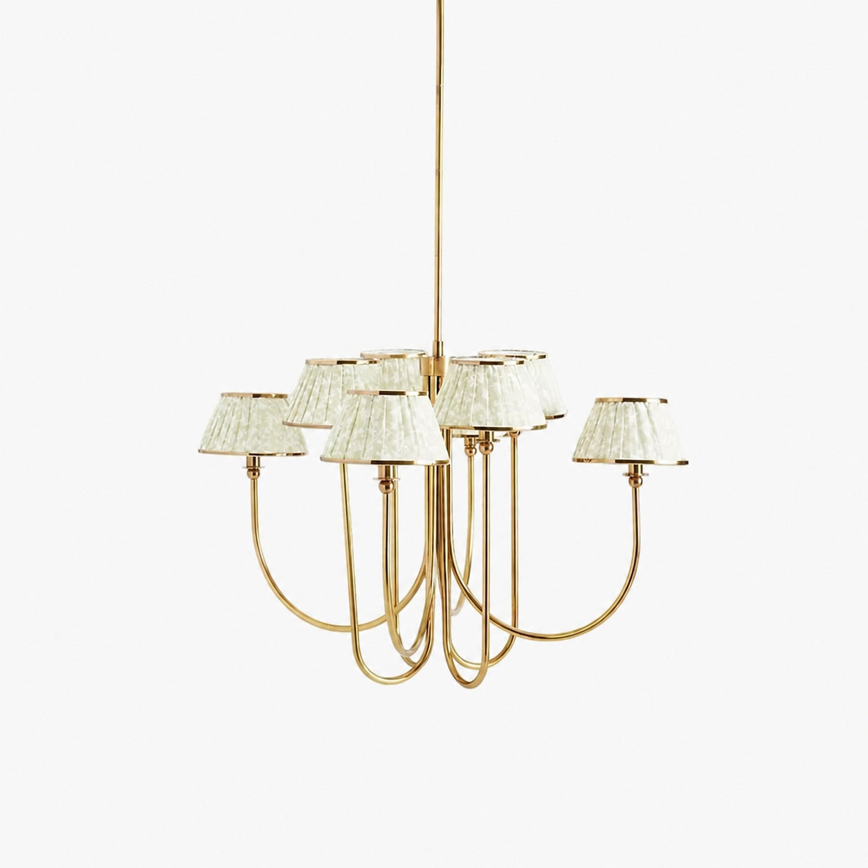 Ruchee Chandelier – Layered Fabric Shade Brass Ceiling Light for Dining or Living Spaces