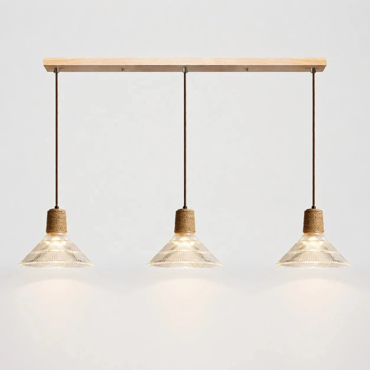 Rustic Woven Rope Glass Pendant Light Collection