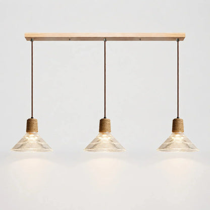 Rustic Woven Rope Glass Pendant Light Collection
