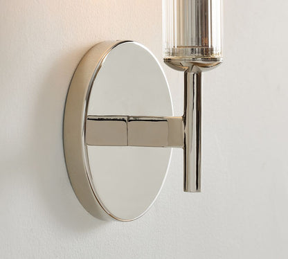 Bravira Ribbed Glass Wall Lamp - Tube Metal Light in Classic Finishes