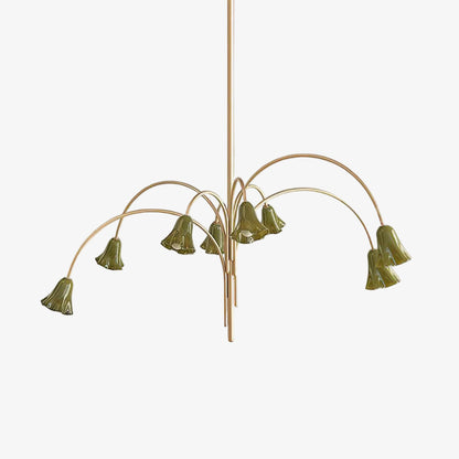 Bellina Sculptural Glass Lily Chandelier – Modern Romantic Pendant Light for High Ceilings