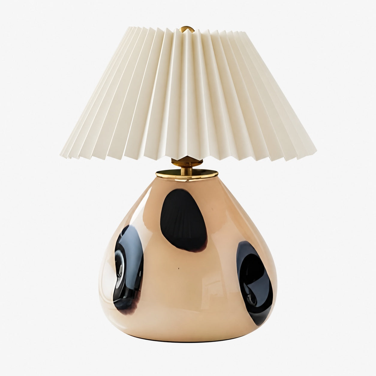 Undara Table Lamp - Pleated Fabric Shade Glass-Base Decorative Lamp for Living Room
