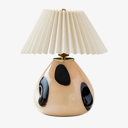 Undara Table Lamp - Pleated Fabric Shade Glass-Base Decorative Lamp for Living Room
