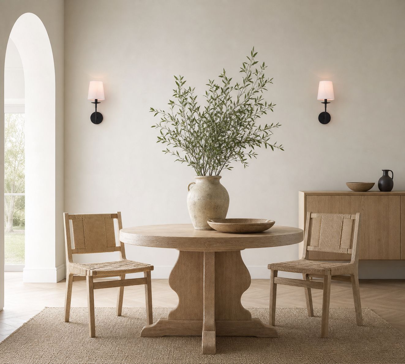 Rowan Schlanke Wandlampe mit Stoffschirm - Stilvolle Beleuchtung für Flur Bad und Schlafzimmer