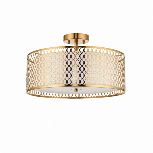 Liorin Geometric Mesh 3‑Light Flush Ceiling Light - Mesh Metal Frosted Lamp for Living Room or Hallway