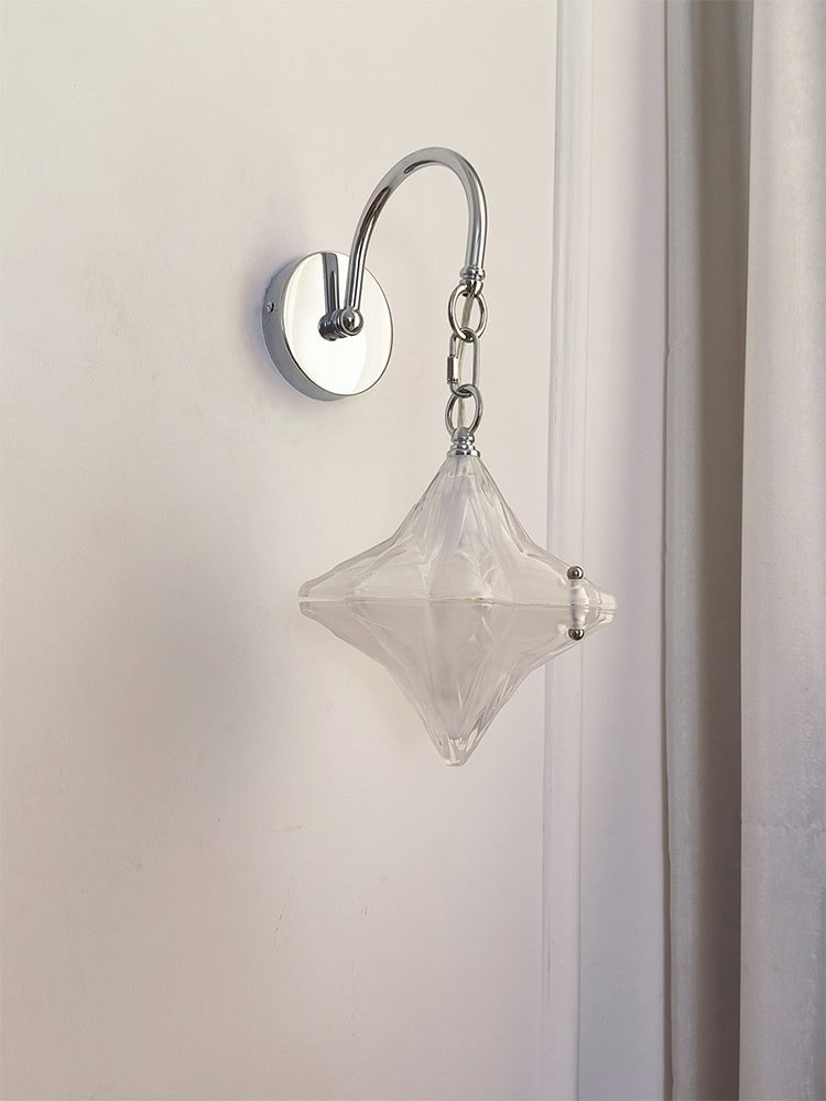 Art Deco Star Wall Sconce - Frosted Glass Light for Hallway - Astris Selene