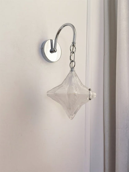 Art Deco Star Wall Sconce - Frosted Glass Light for Hallway - Astris Selene