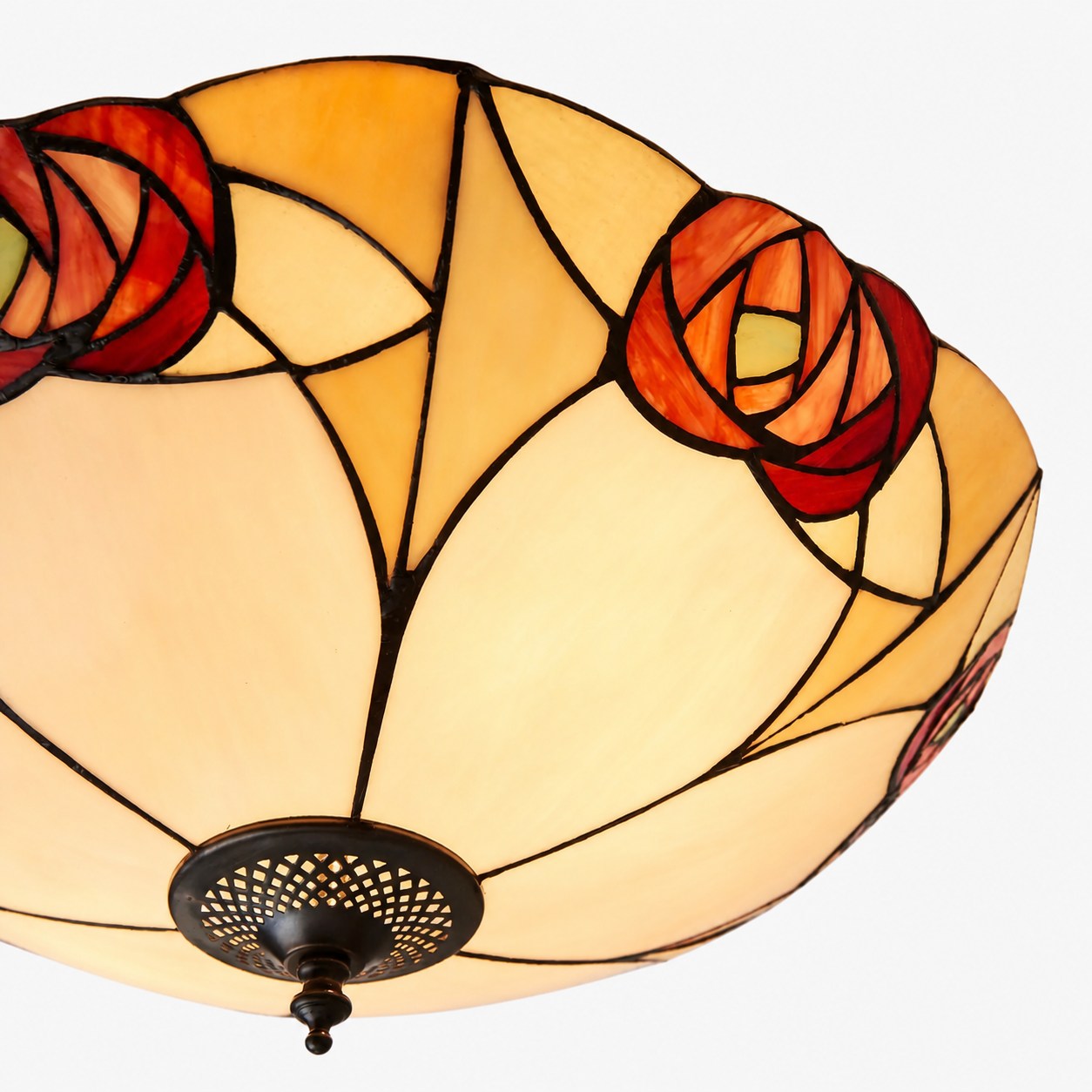 TF Ingram handgefertigte Buntglas-Deckenleuchte – Vintage Art Deco Tiffany-Leuchte für das Esszimmer