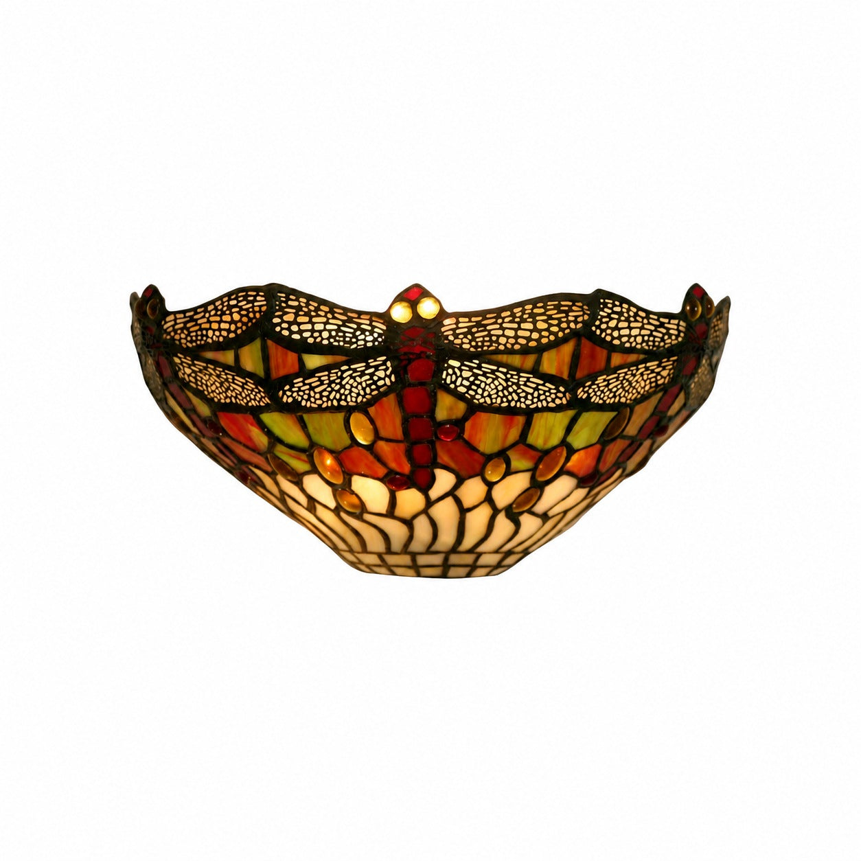 TF Dragonfly Pattern Wall light – Classic Hand-Cut Stained-Glass for Hallways & Bedrooms