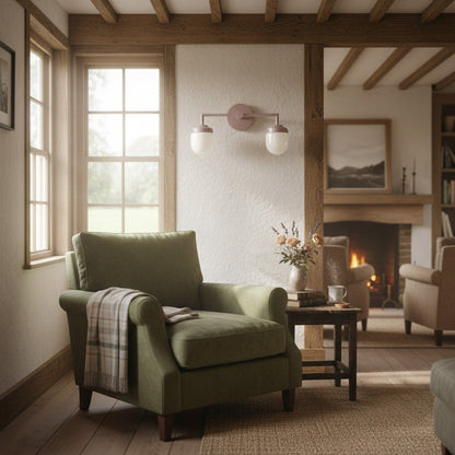 Opalume Glass Double Vanity Light - Vintage Style Bathroom Double Wall Lighting