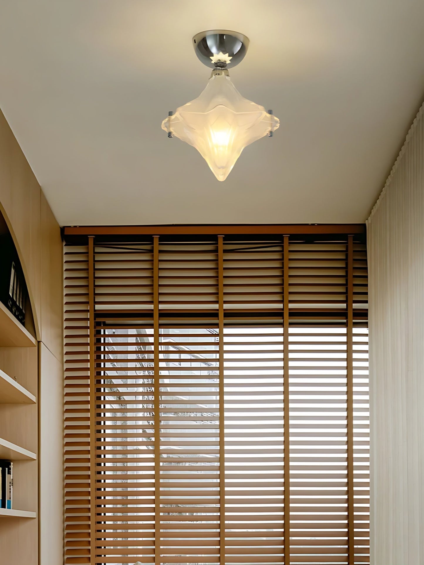 Art Deco Star Ceiling Lamp – Frosted Glass Fixture for Hallway & Entryway – Astris Ceres