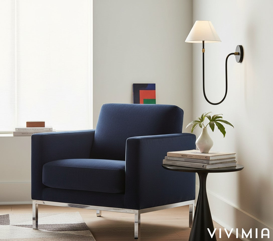 Calin Vintage Inspired Metal Wall Light with Soft Linen Shade - Elegant Accent Lighting for Any Space