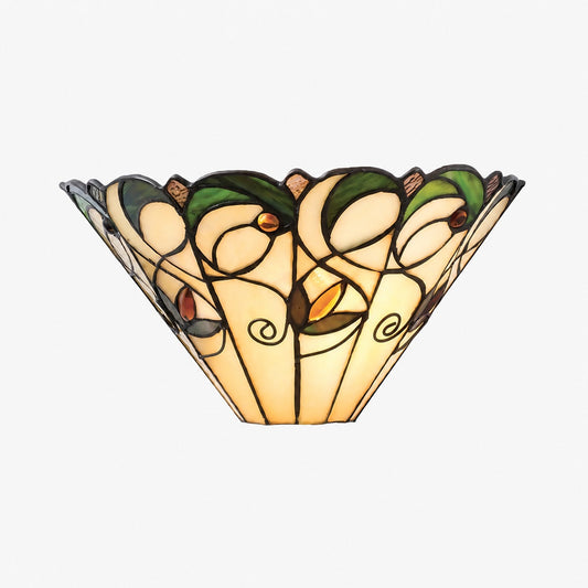 TF Jamelia Art Nouveau Wandleuchte mit abgeschrägtem Glasschirm – Metall-Glas-Leuchte für Flur oder Schlafzimmer