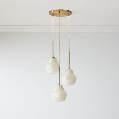 Rivrona Ribbed Glass 3-Light Chandelier - Sculptural Modern Lighting for Home