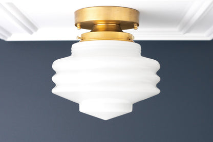 Geotower Glass Art Deco Ceiling Light - Glass Globe - Elegant Home Fixture