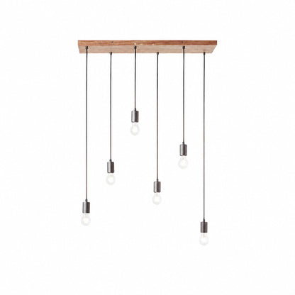 Vornix 6-Light Linear Pendant - Timber Beam Modern Industrial Fixture for Kitchen Island Dining Room