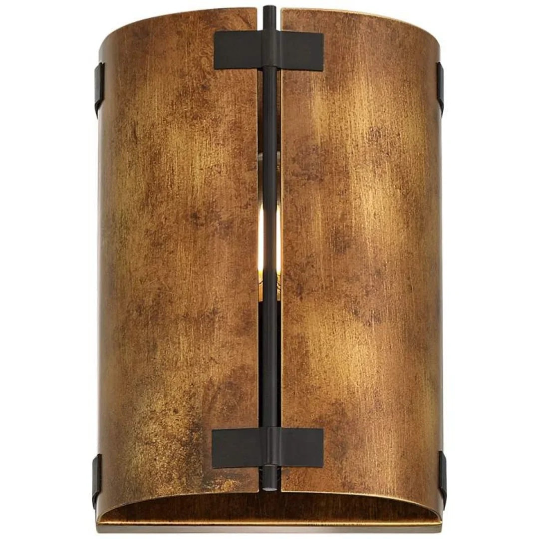 Rustivon Rustic Wall Sconce - Curved Metal Shade in Vintage Style for Bedroom