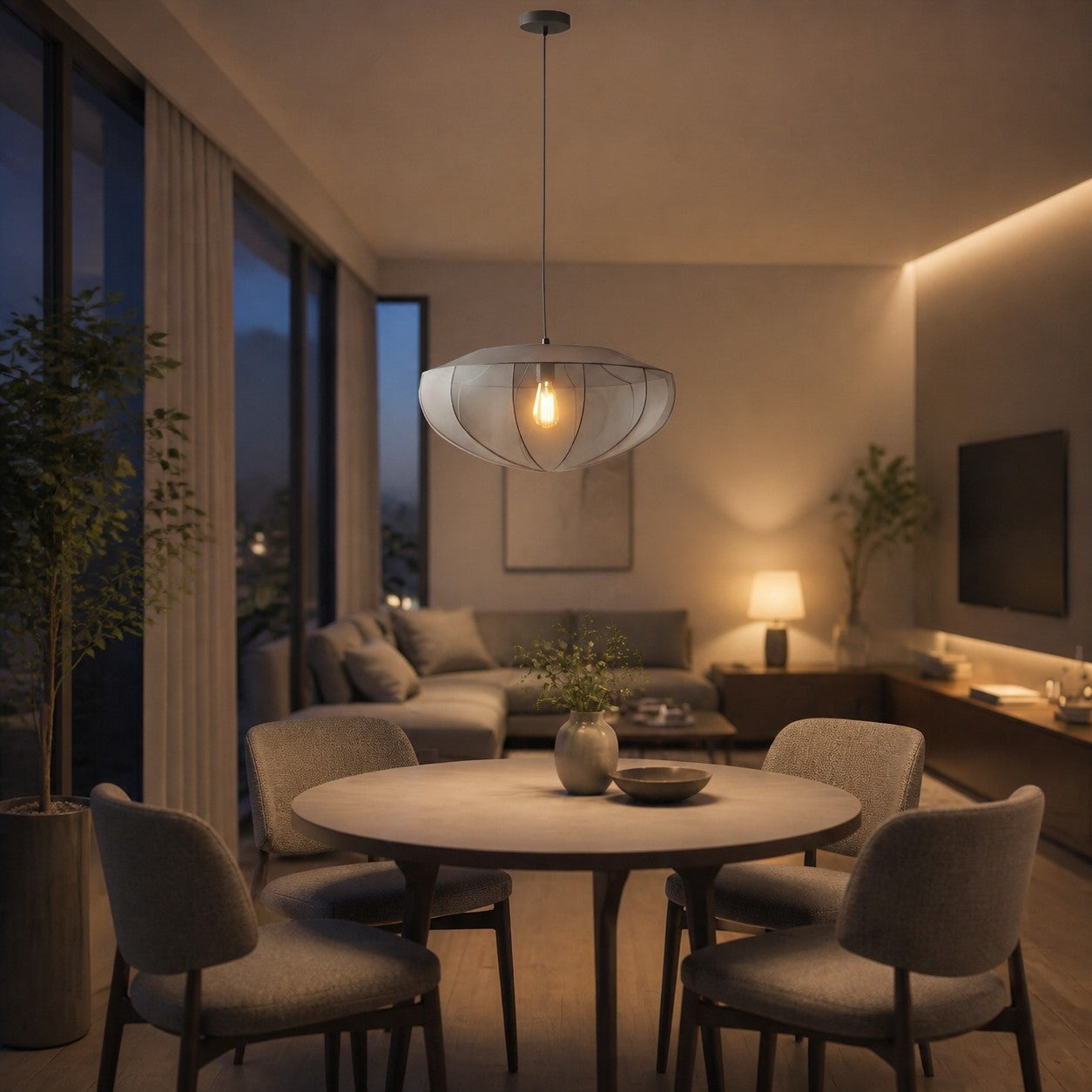 Lumifil Modern Mesh Pendant Light - Hanging Fabric Lghts are Suitable for Dining Rooms or Kitchen Islands
