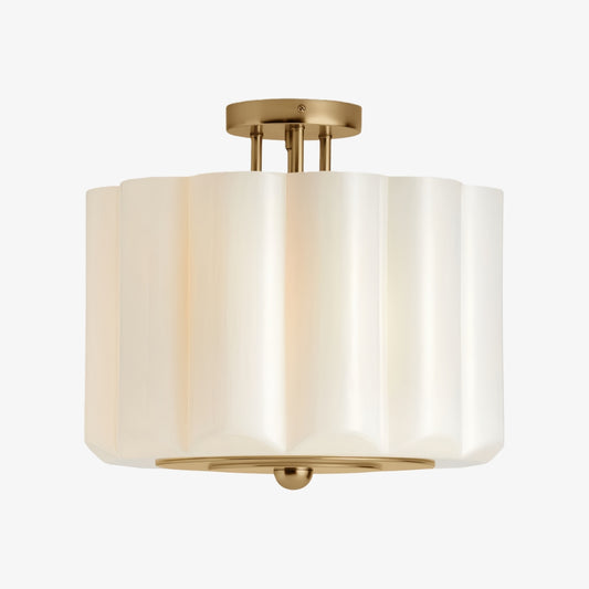 Enoravelo Farmhouse Ceiling Fixture - Scalloped Glass Shade with Vintage Design for Interiors