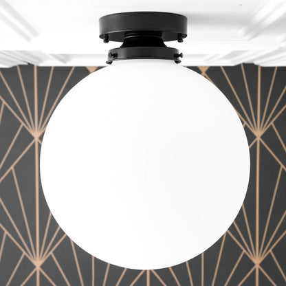 Glorica Glass 12 Inch Globe Ceiling Light - Frosted Glass Art Deco Pendant And Flush Mount