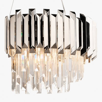 Virelia Contemporary Crystal Pendant Light – Layered Crystal Shade Ceiling Fixture for Dining or Living Room