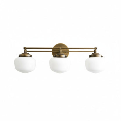 Opalume Glass Art Deco Vanity Light - Bathroom Wall Sconce with White Glass Shades