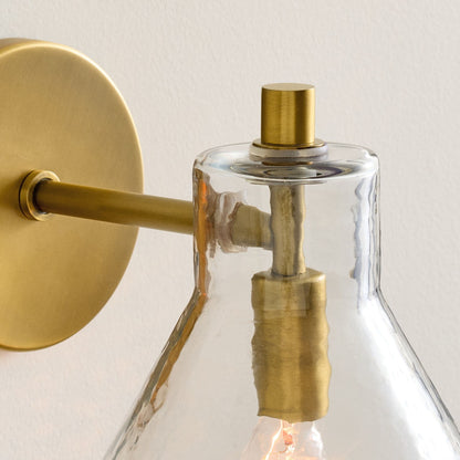 Glavira Recycled Glass Double Sconce - Indoor Brass Wall Lighting