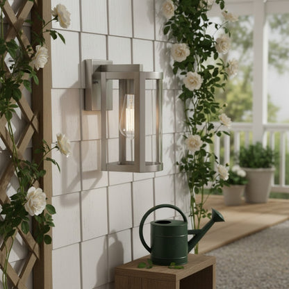 Shieldra Stainless Steel Outdoor Wall Lamp - Clear Glass Cage Waterproof Modern Sconce for Patio