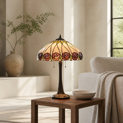TF Hutchinson Art-Glass Tiffany Style Table Lamp – Handcrafted Design for Home and Office