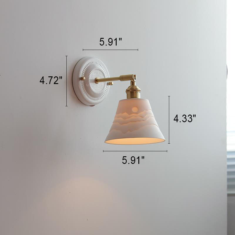 Japanische Vintage Wandlampe aus Keramik und Messing mit 1 Leuchte