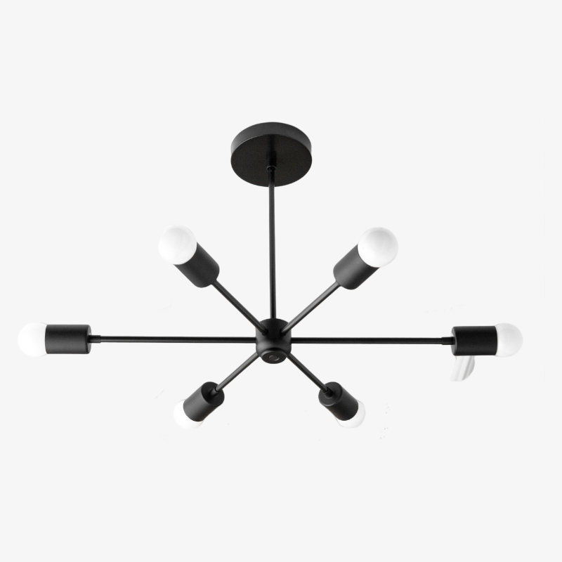 Mobilux Line Mid Century Modern Chandelier - 6 Heads Hanging Ceiling Light