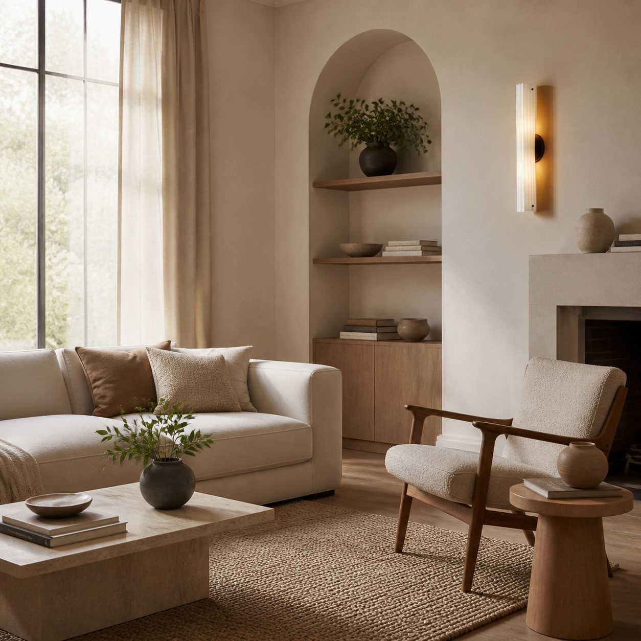 Trenia Stahl-Wandleuchte mit Milchglasschirm – Vertikal geripptes Design