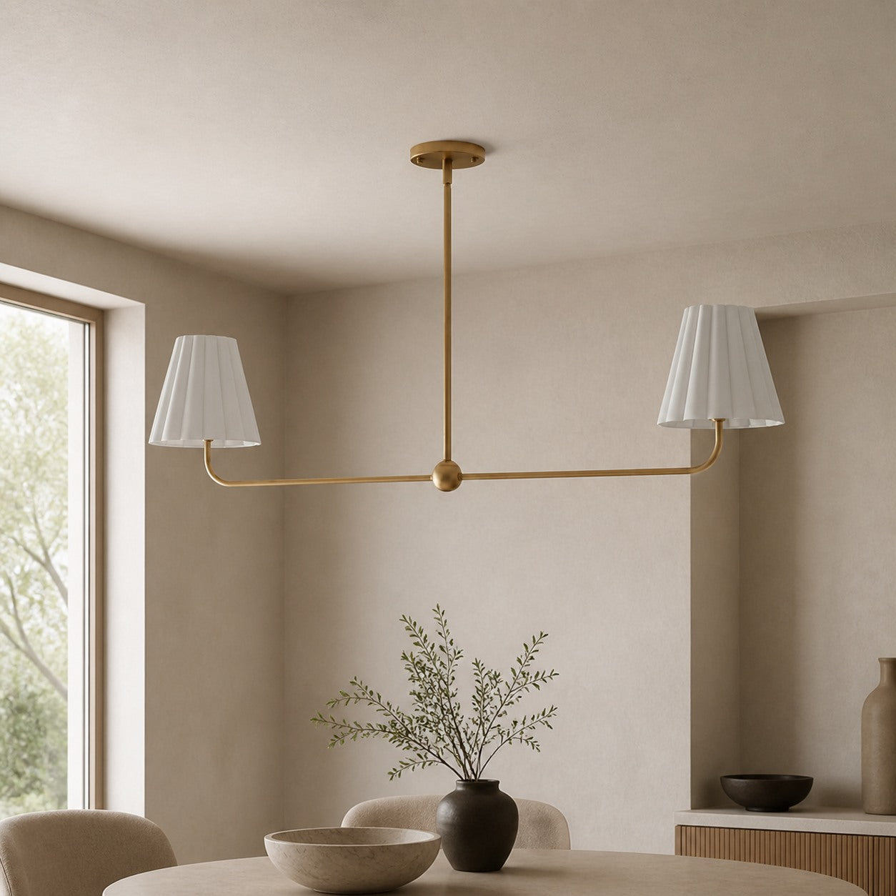 Ruffmeto Ruffled Shade Metal Frame Chandelier for Dining, Entry and Living Room