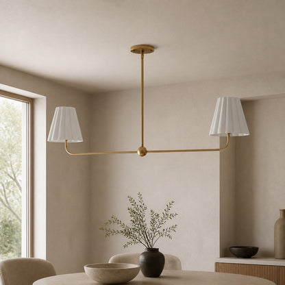 Ruffmeto Ruffled Shade Metal Frame Chandelier for Dining, Entry and Living Room