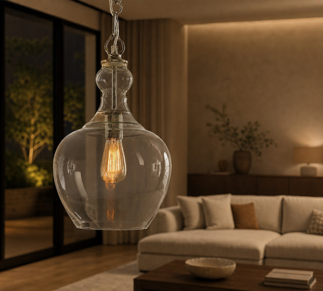 Lawson Glas-Pendelleuchte – Recyceltes und Milchglas mit Bronze-Akzent