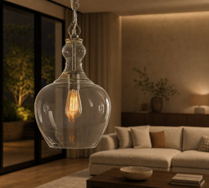 Lawson Glas-Pendelleuchte – Recyceltes und Milchglas mit Bronze-Akzent