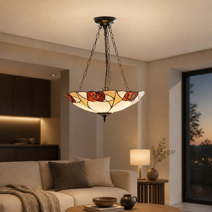 TF Ingram handgefertigte Buntglas-Deckenleuchte – Vintage Art Deco Tiffany-Leuchte für das Esszimmer