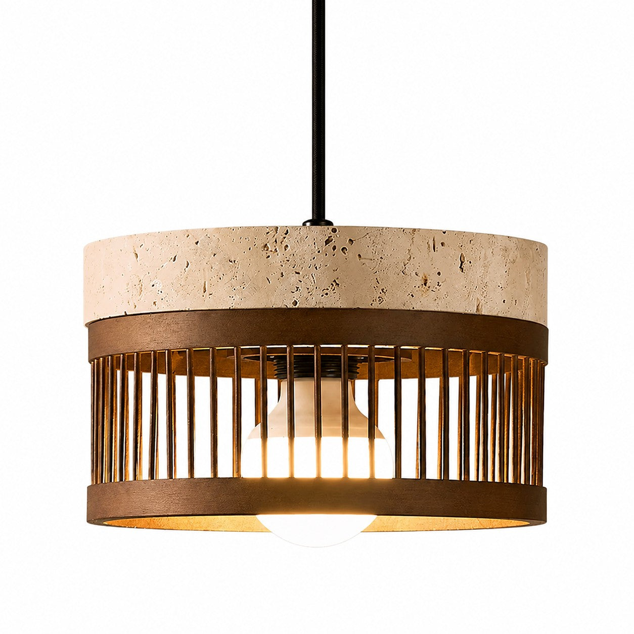 Vintage Travertine Metal Pendant Lamp for Dining Room
