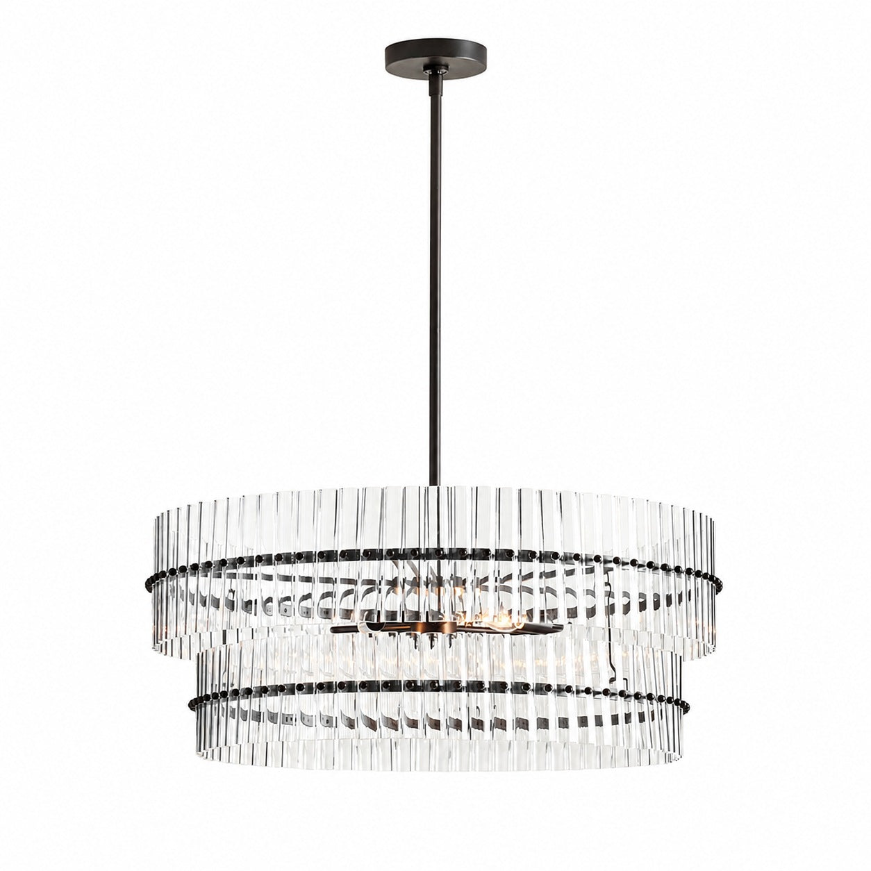 Lumora Kristall-Pendelleuchte – Elegantes Trommelmessing und geschliffenes Glas