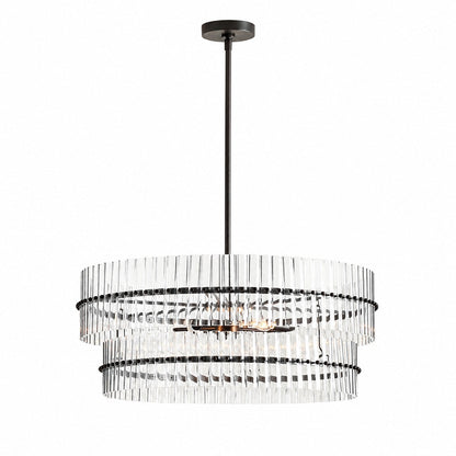 Lumora Kristall-Pendelleuchte – Elegantes Trommelmessing und geschliffenes Glas