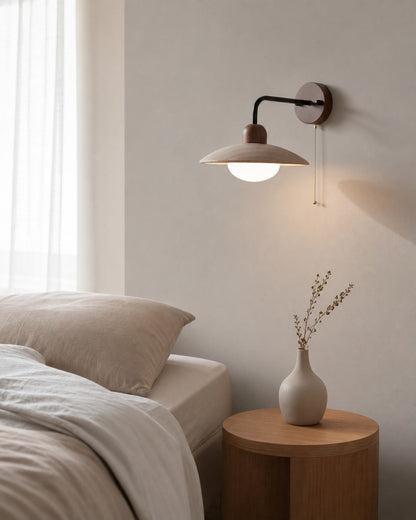 Discra Minimalist Sculptural Circular Wall Lamp —  Natural Style Wall Fixture for Hallway and Bedroom U18