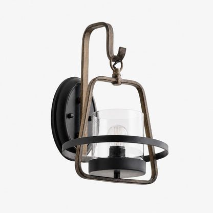 Rust Metal Clear Glass Wall Sconce