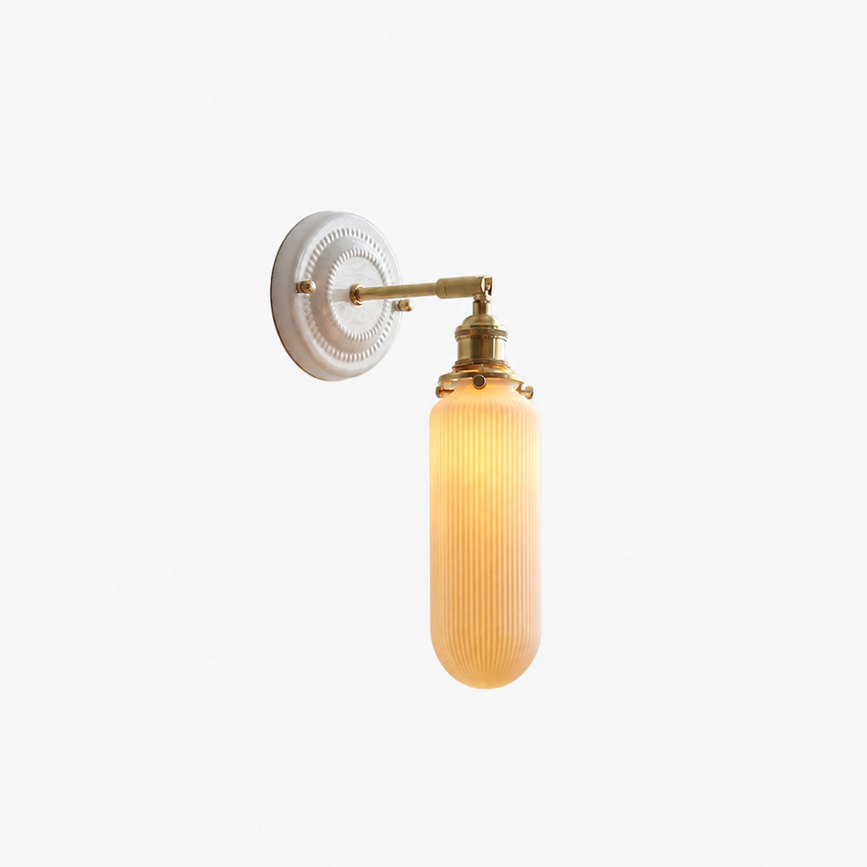 Japanische Vintage Wandlampe aus Keramik und Messing mit 1 Leuchte